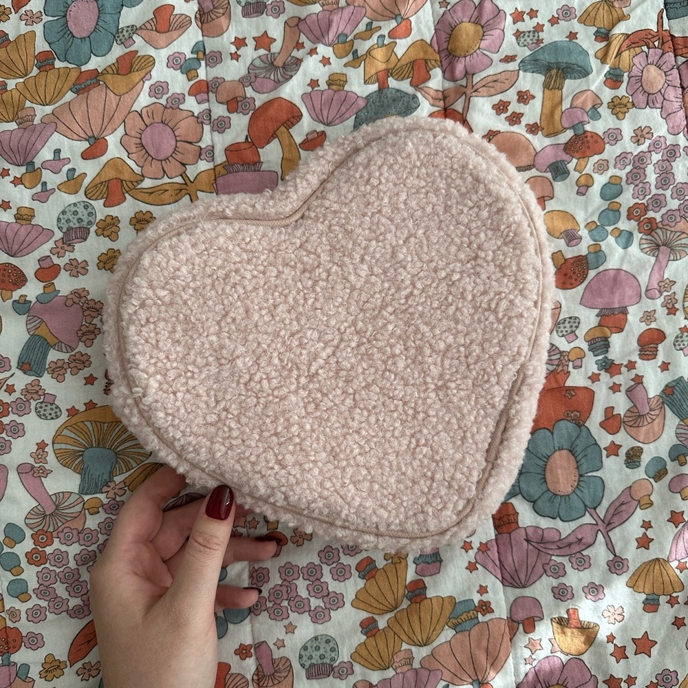RARE EUC Stoney Clover Lane Rose Sherpa Heart Pouch